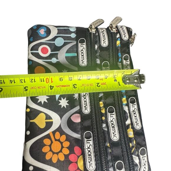 LeSportsac 3-Zip Pouch Retro Mod Print Moon Stars Flowers Travel Organizer - Picture 4 of 5